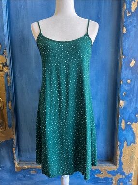 Asics Emerald Green Polka Dot Spaghetti Strap Mini Dress